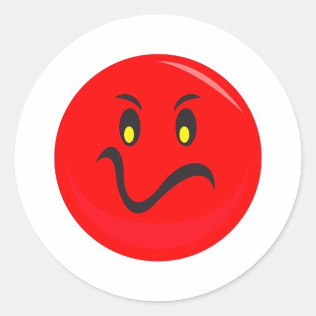Sticker Rond visage rouge furieux (Devant)