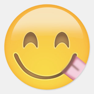 Sticker Rond Visage Savouring la nourriture délicieuse Emoji