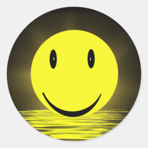 Sticker Rond Visage Soleil Dans L'Eau Ondes