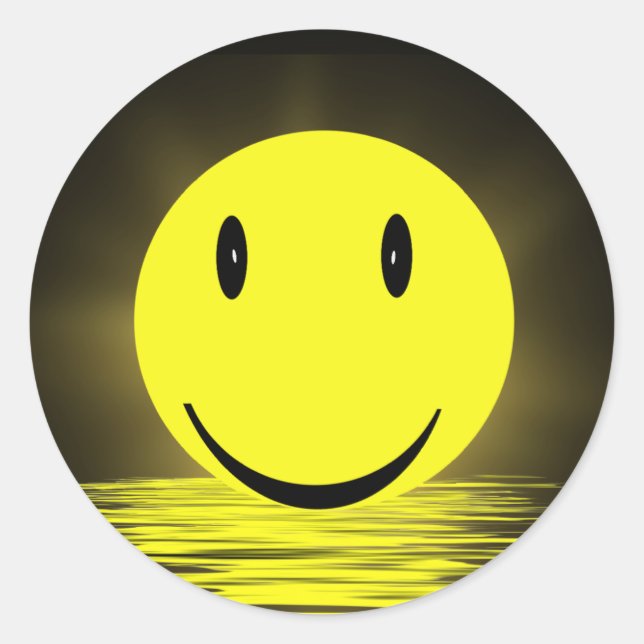 Sticker Rond Visage Soleil Dans L'Eau Ondes (Devant)
