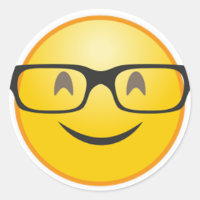 Visage souriant avec lunettes nerd drôle autocolla