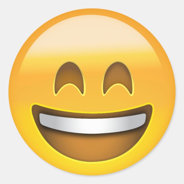 Sticker Rond Visage souriant Emoji Avec Bouche Ouverte Yeux sou (Devant)