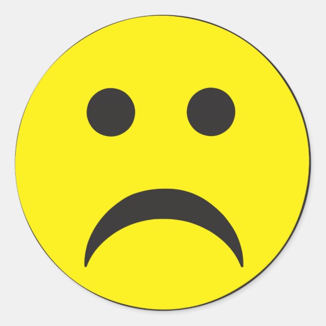 Sticker Rond Visage triste malheureux (Devant)