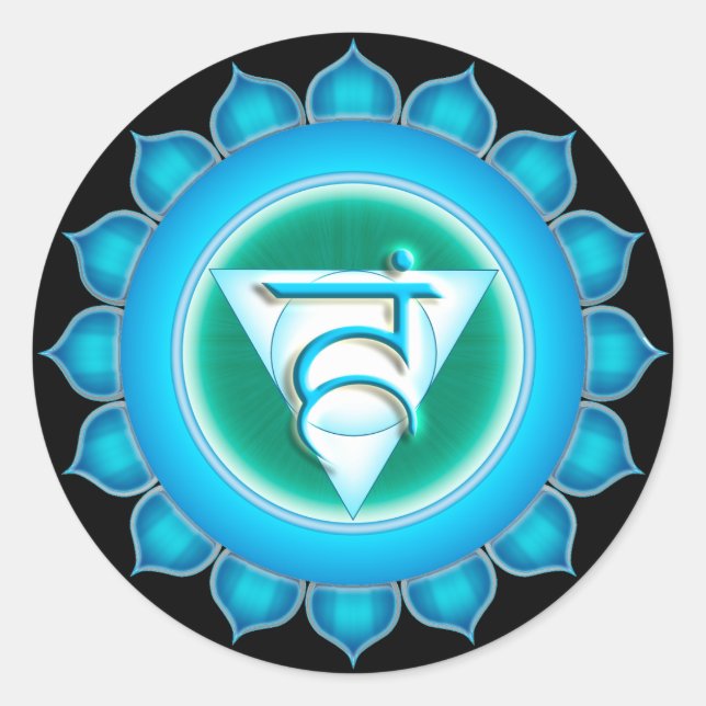 Sticker Rond Vishuddha ou Throat 5e Chakra (Devant)