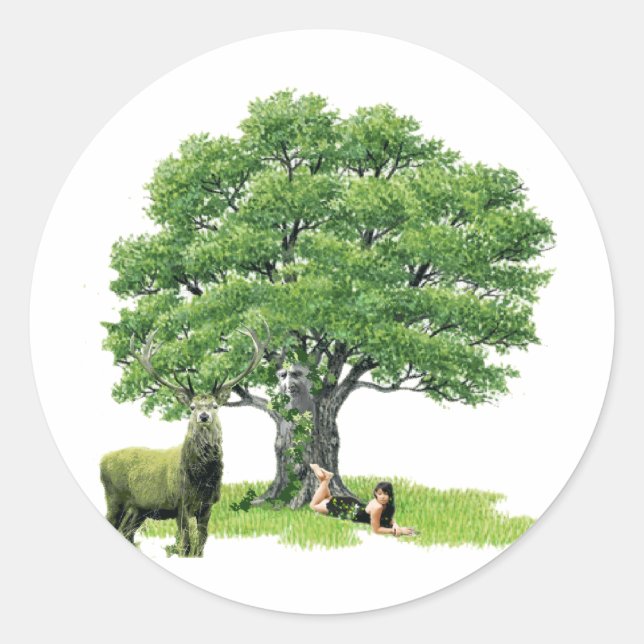 Sticker Rond Visite Avec Le Père Oak (Devant)