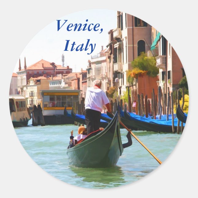 Sticker Rond Visites Par Gondola Venice Italie (Devant)