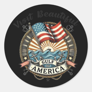 Sticker Rond Visitez Le Beau Golfe D'Amérique