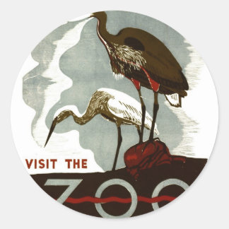 Sticker Rond Visitez le zoo - Poster de WPA -