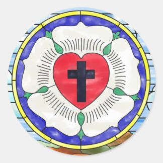 Sticker Rond Vitrail de la Rose de Luther