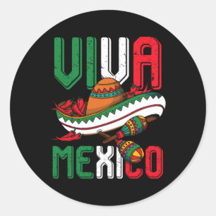Sticker Rond Viva Mexico Cinco De Mayo
