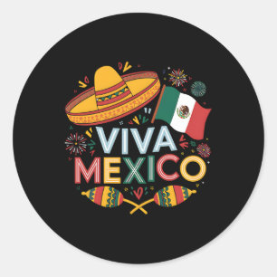 Sticker Rond Viva Mexique Pour La Fête De L'Indépendance Mexica