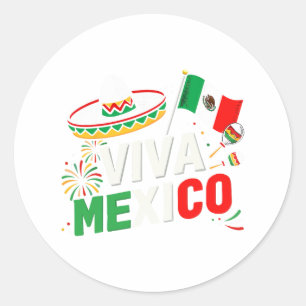 Sticker Rond Viva Mexique Pour La Fête De L'Indépendance Mexica
