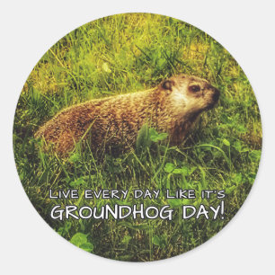 Sticker Rond Vivent chaque jour comme c'est jour de Groundhog !