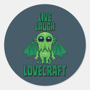 Sticker Rond Vivez Riez Lovecraft Cthulhu Mignon