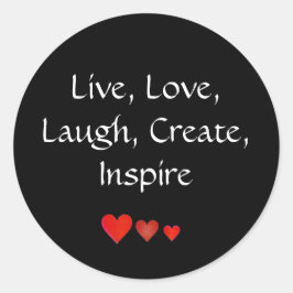 Sticker Rond Vivre, Amour, Rire, Créer, Inspirer