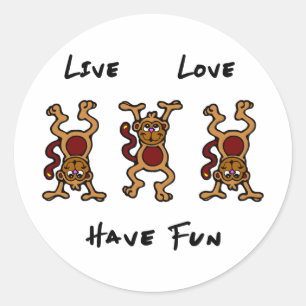 Sticker Rond Vivre Amour Singe
