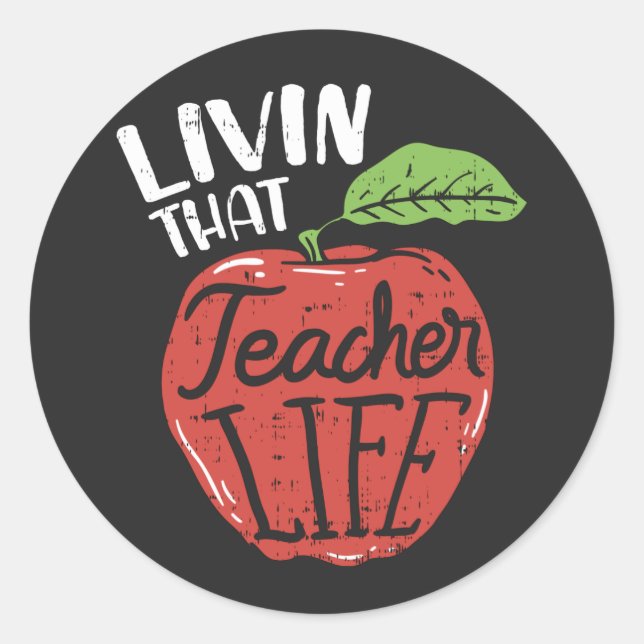 Sticker Rond Vivre cette enseignante Vie Chef d'école (Devant)
