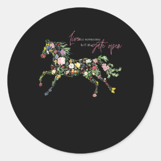 Sticker Rond vivre comme quelqu'un à gauche porte ouverte fleur