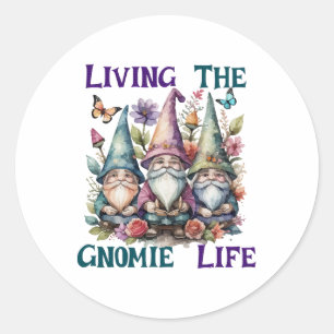 Sticker Rond Vivre la vie de gnome