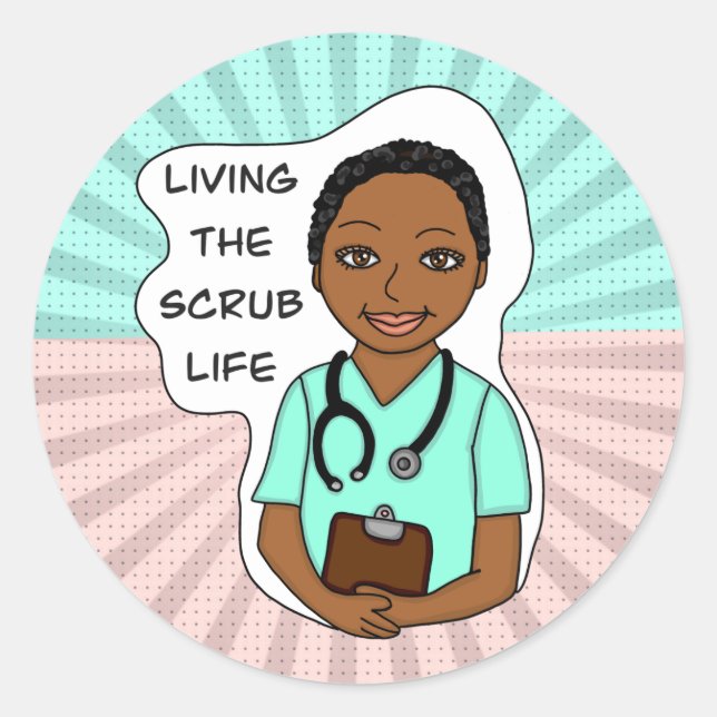 Sticker Rond Vivre la vie de l'épouvantail | Infirmière, aidant (Devant)