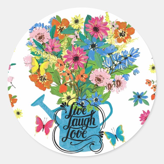 Sticker Rond Vivre, rire amour (Devant)