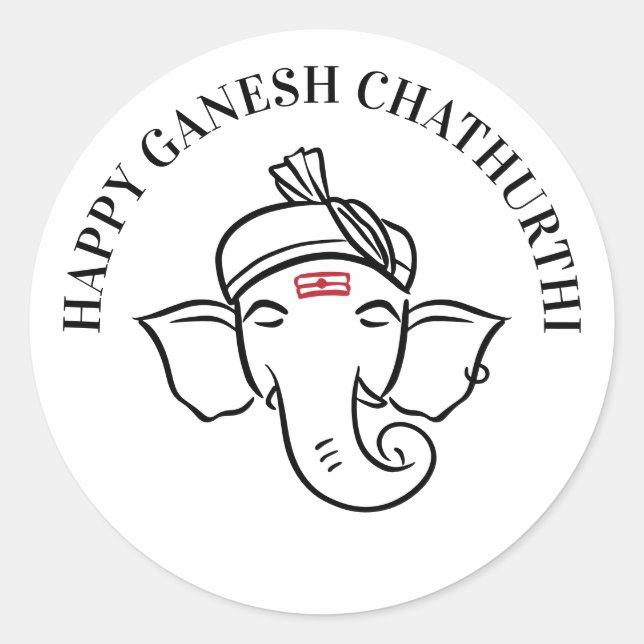 Sticker Rond Vœux de Ganesh Chathurthi | Dieu indien  (Devant)