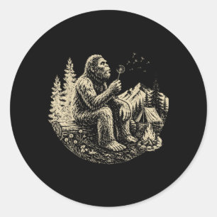 Sticker Rond Vœux qui soufflent drôle Bigfoot soufflant Pissenl