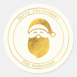 Sticker Rond Voeux simples ・ Noël minimaliste de Père Noël d'or