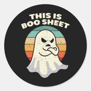 Sticker Rond Voici Bosheet Ghost Retro Halloween Costume Me