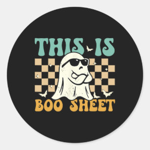 Sticker Rond Voici Bosheet Ghost Retro Halloween Costumes Homme