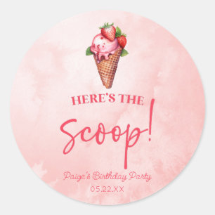 Sticker Rond Voici la fête d'anniversaire de la crème glacée ro
