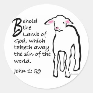 Sticker Rond Voici l'Agneau de Dieu