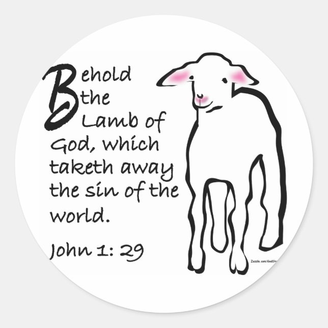 Sticker Rond Voici l'Agneau de Dieu (Devant)