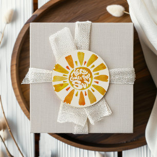 Sticker Rond Voici L'Aquarelle Du Baby shower Soleil