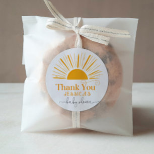 Sticker Rond Voici le baby shower du soleil merci