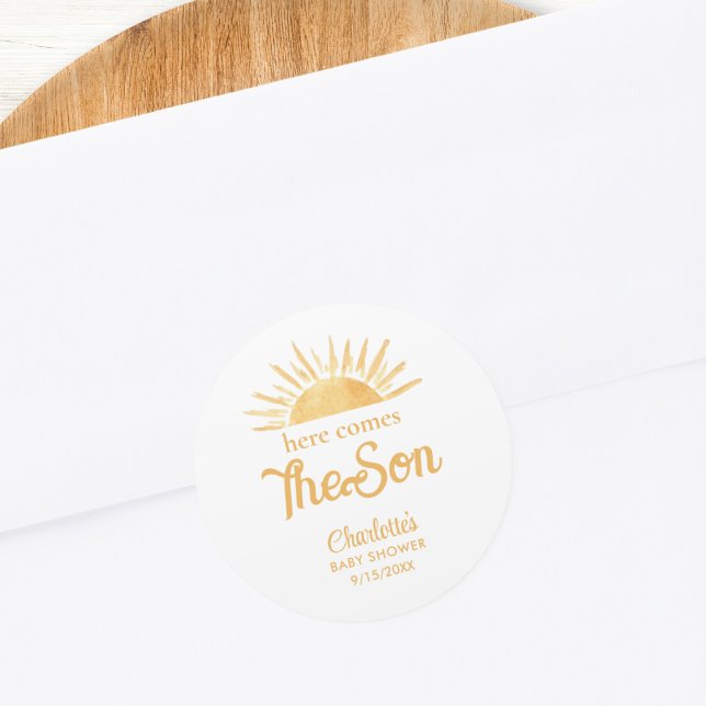 Sticker Rond Voici Le Baby shower Fils (Créateur téléchargé)