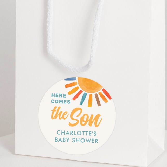 Sticker Rond Voici Le Baby shower Fils (Créateur téléchargé)