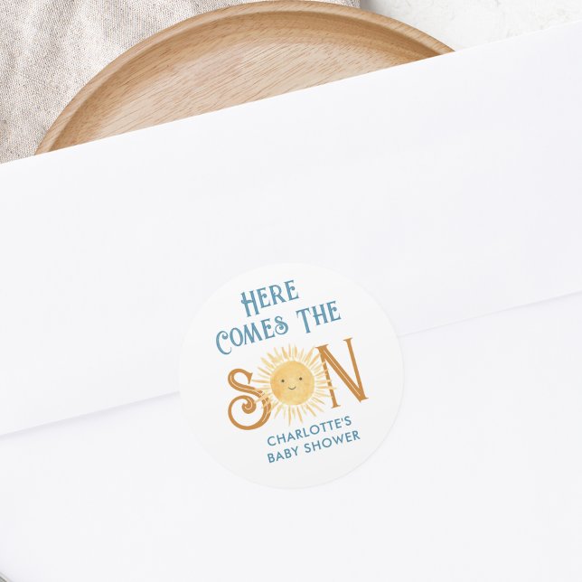Sticker Rond Voici Le Baby shower Fils (Créateur téléchargé)