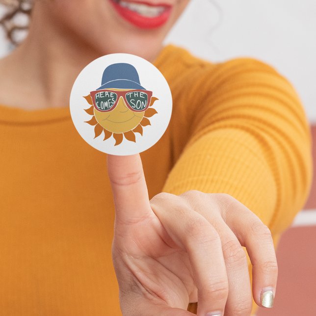 Sticker Rond Voici le Fils Baby Boy Shower (Créateur téléchargé)