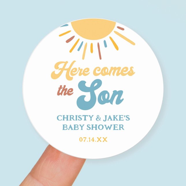 Sticker Rond Voici Le Fils Baby shower Faveurs (Créateur téléchargé)