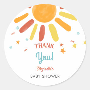 Sticker Rond Voici Le Fils Baby shower Merci Personnalisé