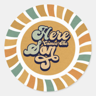 Sticker Rond Voici Le Son Sunshine Super Cute Retro