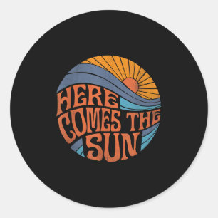 Sticker Rond Voici Le Sun Vintage Retro Sixties Surf Summ