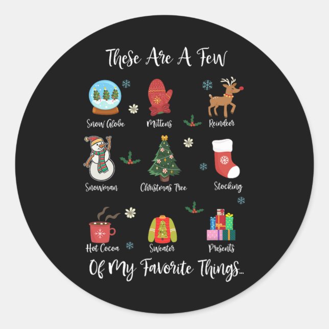 Sticker Rond Voici Quelques-Uns De Mes Choses Préférées (Devant)