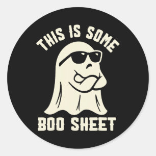 Sticker Rond Voici Une Petite Feuille De Boite Halloween Ghost 