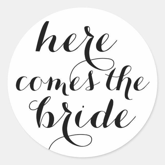 Sticker Rond Voici venir la jeune mariée (Devant)