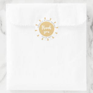 Sticker Rond Voici venir le fils Boho Minimal Merci Douche