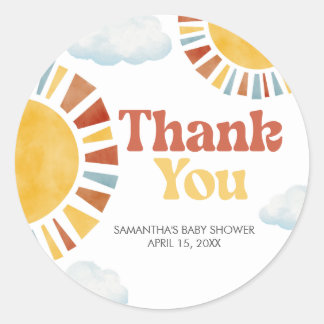 Sticker Rond Voici venir le soleil Baby Shower