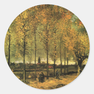 Sticker Rond Voie avec peupliers par Vincent van Gogh