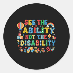 Sticker Rond Voir la capacité et non le handicap Sensibilisatio